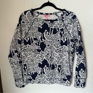Lilly Pulitzer Kingsley Pull on Zebra I Herd You Print Long Sleeve Top Size M
